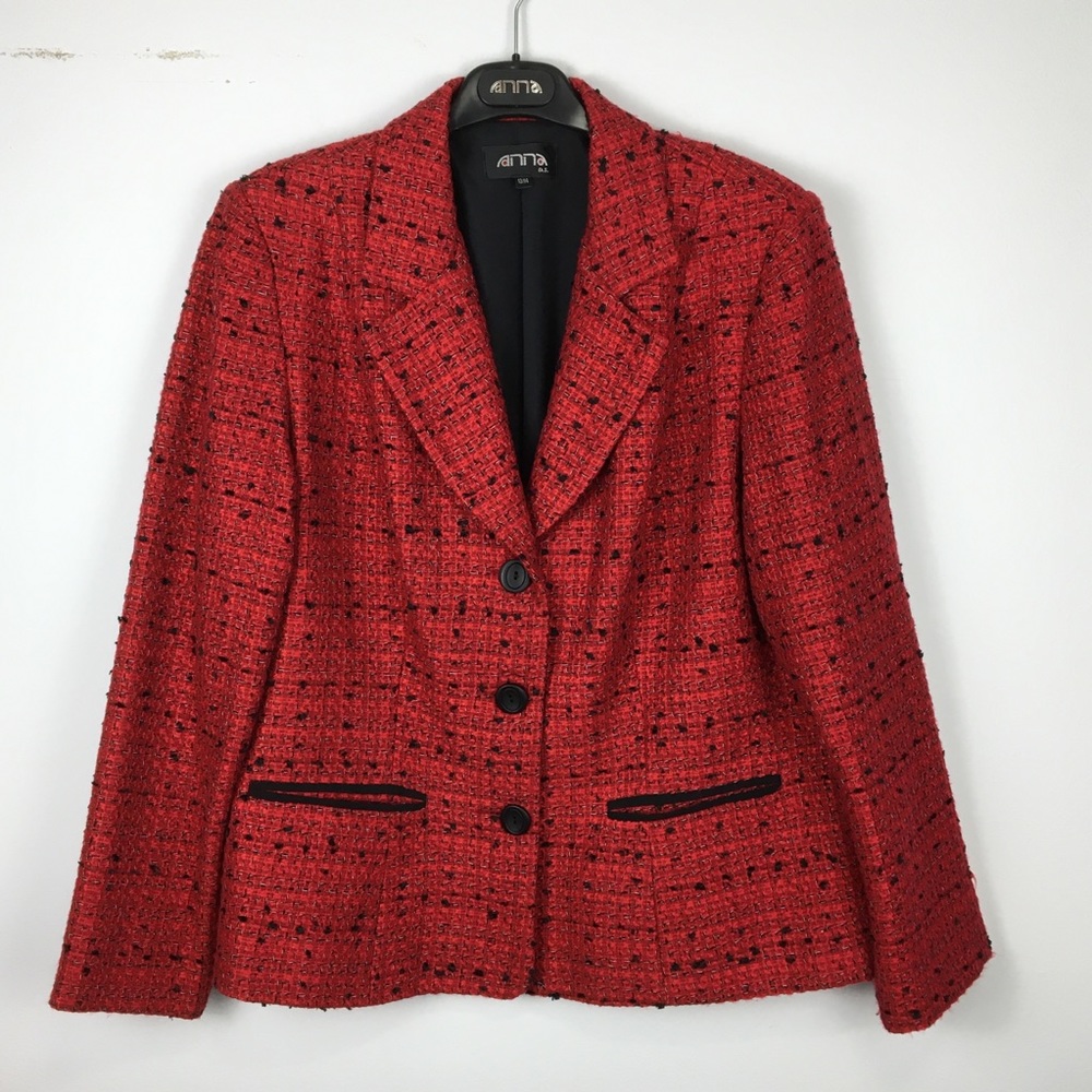 Vintage Blazer by ANNA textured red black
